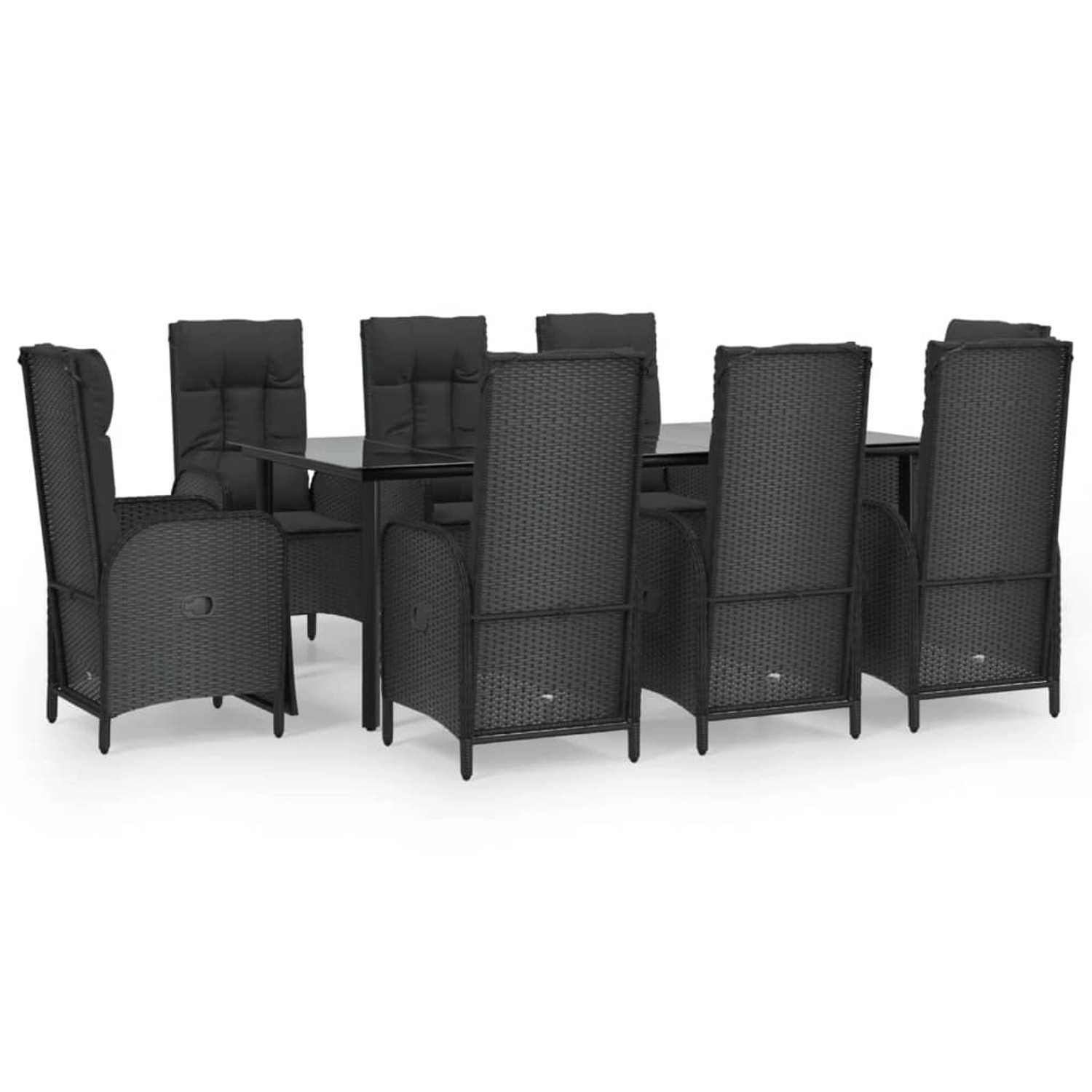 Thumbnail - vidaXL 9-Tlg Garten-Essgruppe mit Kissen Schwarz Poly Rattan 3185196