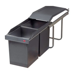 HAILO Abfallsammler Mülleimer Tandem 2x 15L Dunkelgrau mit Teilauszug 3650101