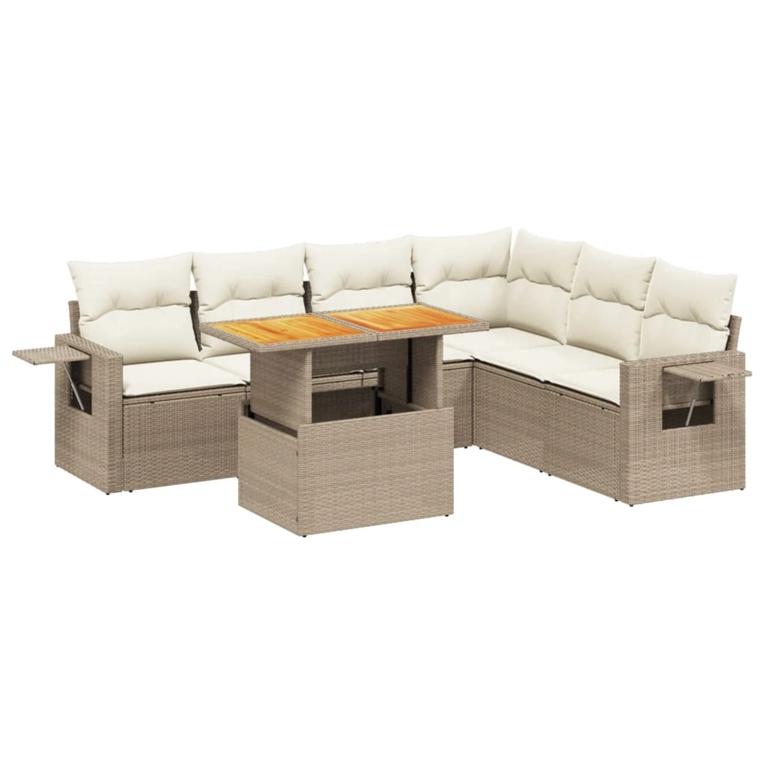 vidaXL 7-tlg Garten-Sofagarnitur mit Kissen Beige Poly Rattan Modell 326 günstig online kaufen