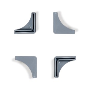 4 graue Plastikfüße für Ar Shelving Steckregale mit L-Profil.