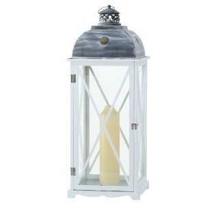 Boltze Laterne Bristol 3er Set, grau-weiße Weihnachtsdeko für Innen, mit Kerze.