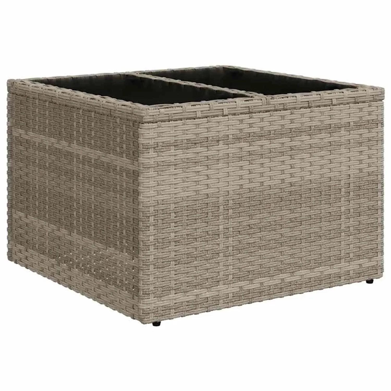 Hellgrauer vidaXL Gartenmöbel-Hocker aus Poly Rattan, Teil eines Sofa-Sets.