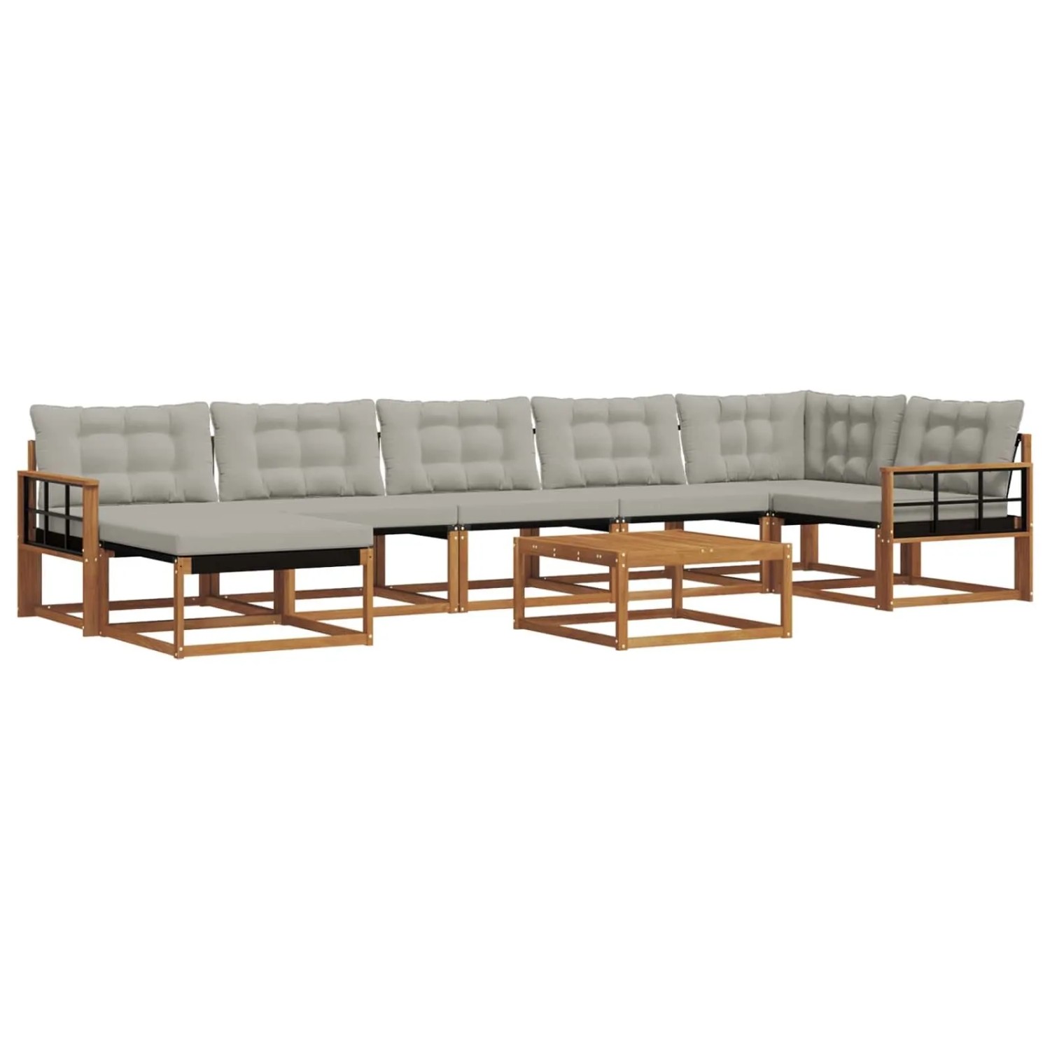 vidaXL Outdoor-Sofagarnitur mit Kissen 8-Tlg Natur und Hellgrau 3369702