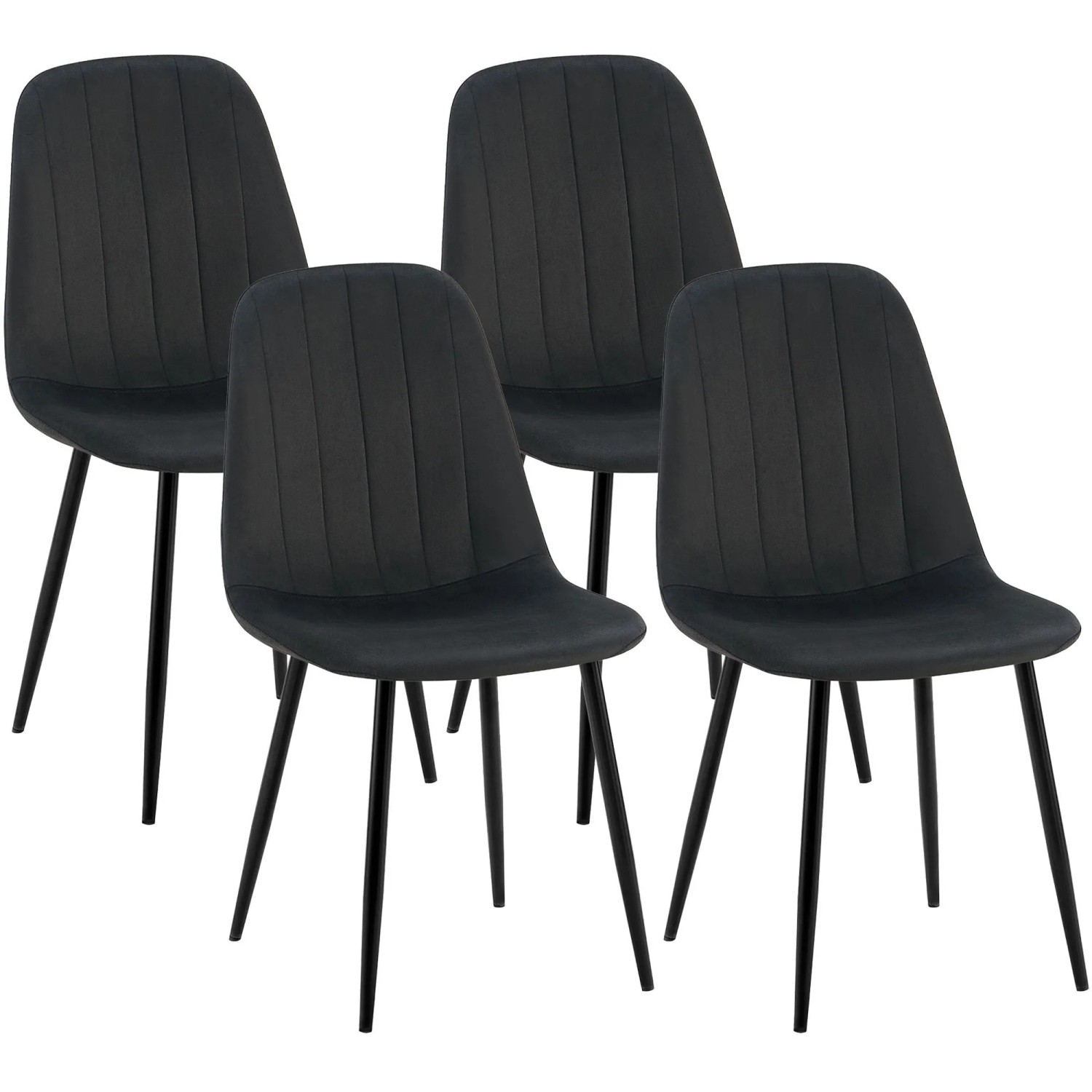 CLP 4er Set Esszimmerstühle Baxter Samt Schwarz