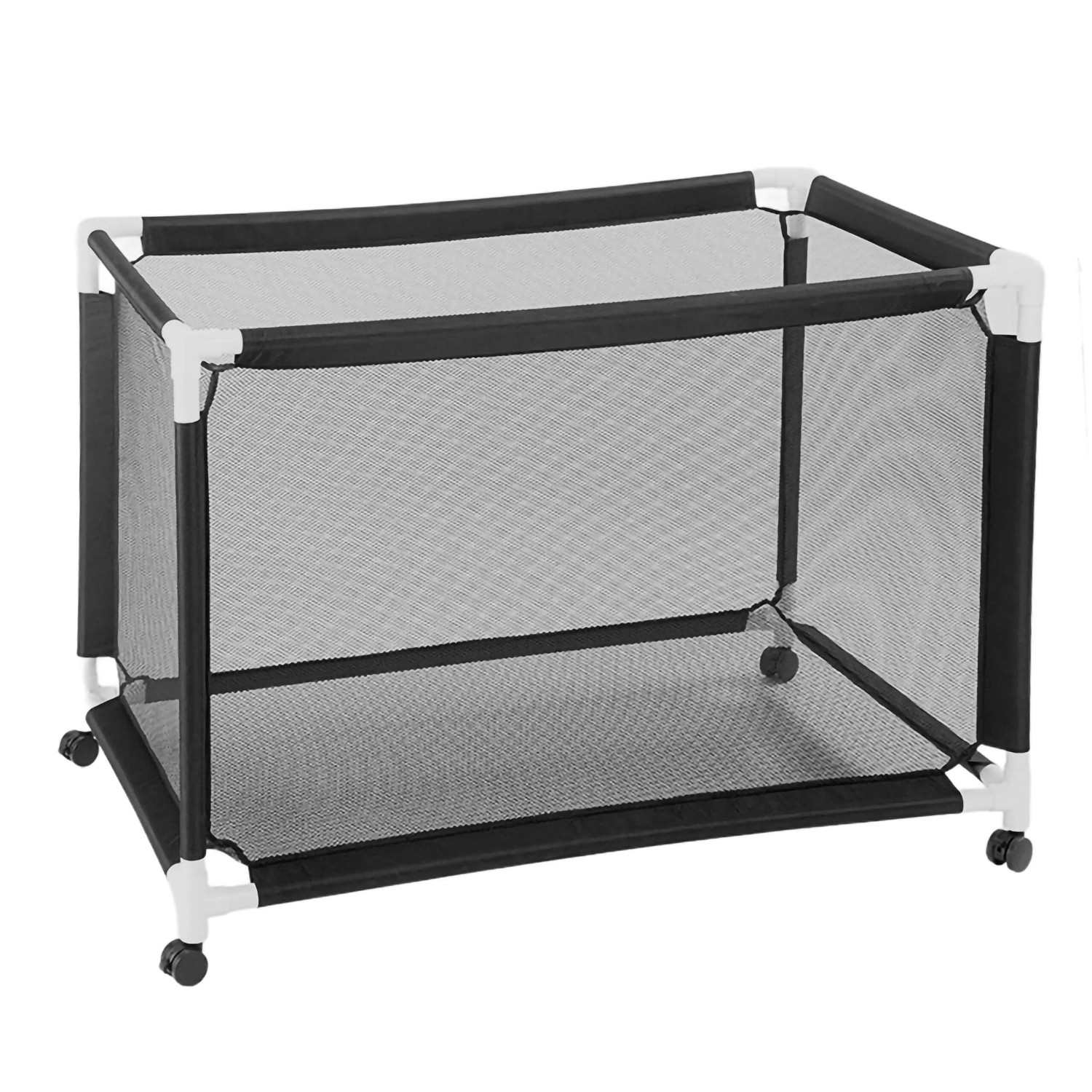 Relaxdays Ballwagen Kunststoff Schwarz Rollbar Feststellbar Belüftet 85 cm x 120 cm x 78 cm 4,8 kg