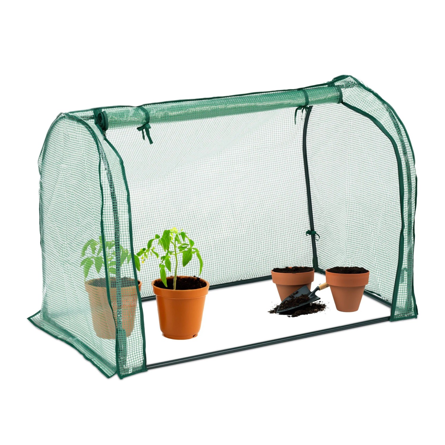 Relaxdays Foliengewächshaus Stahl Kunststoff Transparent Dunkelgrün Mit Tür 80 Cm X 113 Cm X 70 Cm