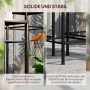 Detailansicht: Stabiler Blumenständer aus Metall mit Mosaikfliesen und Kunststofffüßen.