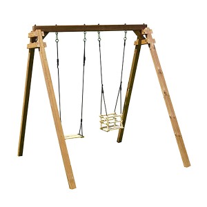 Soulet Holzschaukel Ambre mit Kindersitz und Babyschaukel für den Garten.