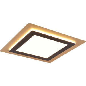 Quadratische LED Deckenleuchte Morgan in Schwarz-Gold, 45x45cm. Moderne Lampe mit Fernbedienung.