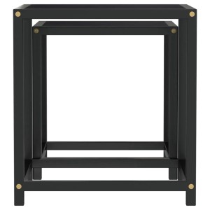 vidaXL Beistelltische, 2er-Set, schwarz, MDF/Stahl. Quadratische Couchtische im Industrie-Stil.