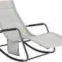 SoBuy Schaukelliege OGS47-HG, hellgraue Sonnenliege mit Seitentasche und Metallgestell.
