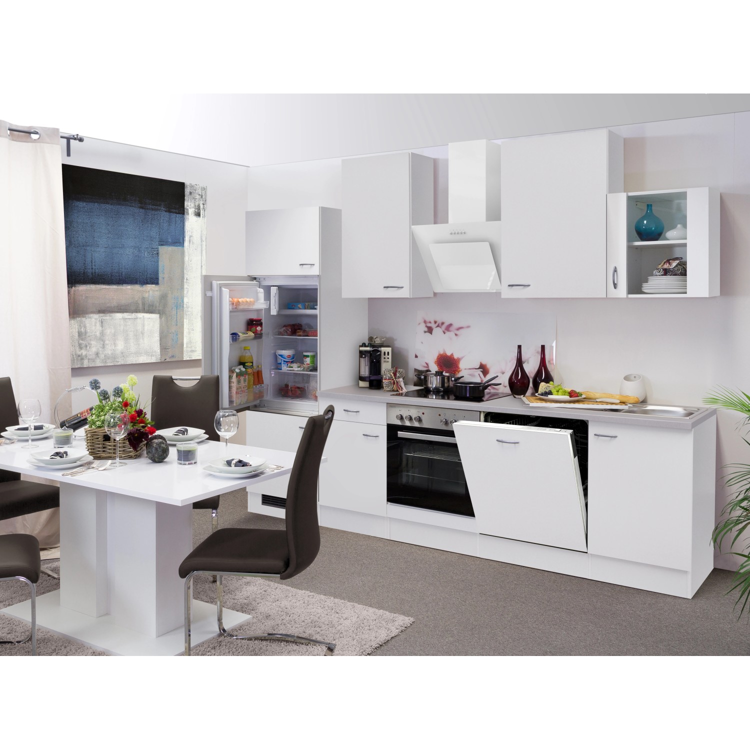 Flex-Well Classic Küchenzeile/Küchenblock Wito 280 cm Weiß