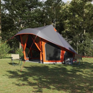 vidaXL Familien-Tipi-Zelt mit Dach Grau und Orange 508 x 470 x 300 cm 42000968