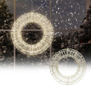 Metallkranz mit LEDs, 38cm, warmweiß, mit Timer, Weihnachtsdekoration.