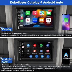 JUNSUN Doppel DIN Autoradio mit Touchscreen, CarPlay & Android Auto Funktion.