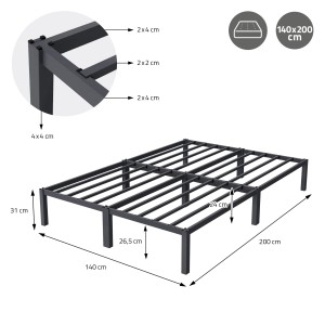 ML-Design Metallbett 140x200 cm auf Stahlrahmen mit Lattenrost Anthrazit Metall