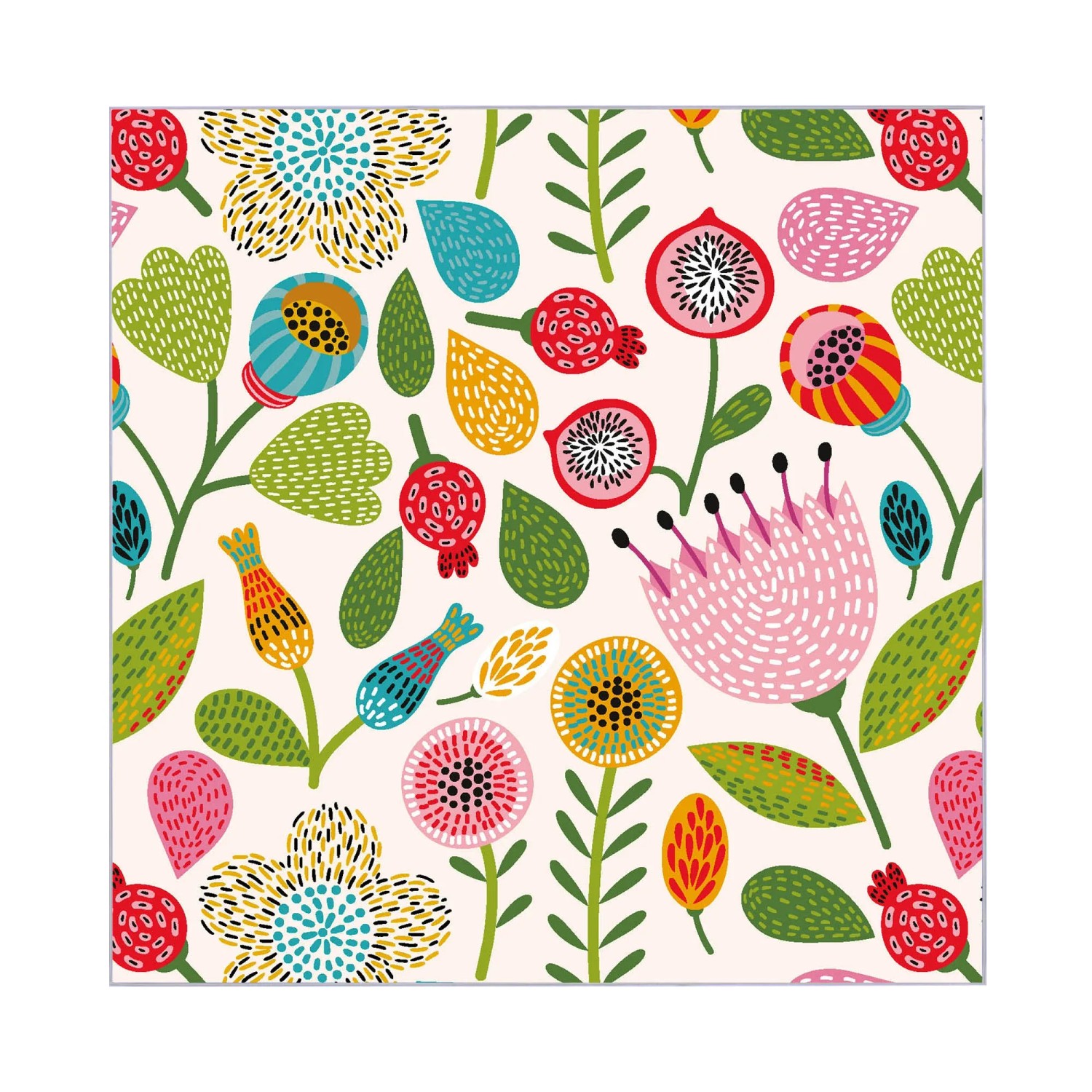 Banjado Schlüsselkasten mit floralem Motiv 'Blumen Naiv', 30x30cm, für 50 Schlüssel, beschreibbar und magnetisch.