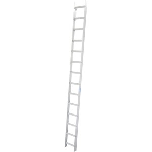 Krause Kaminkehrerleiter aus Aluminium mit 14 Sprossen, naturfarben.