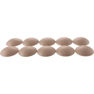Zehn beige, selbstklebende Wand-Türstopper aus Kunststoff, rund, Ø 60 mm. Schützt Wände und Türen.