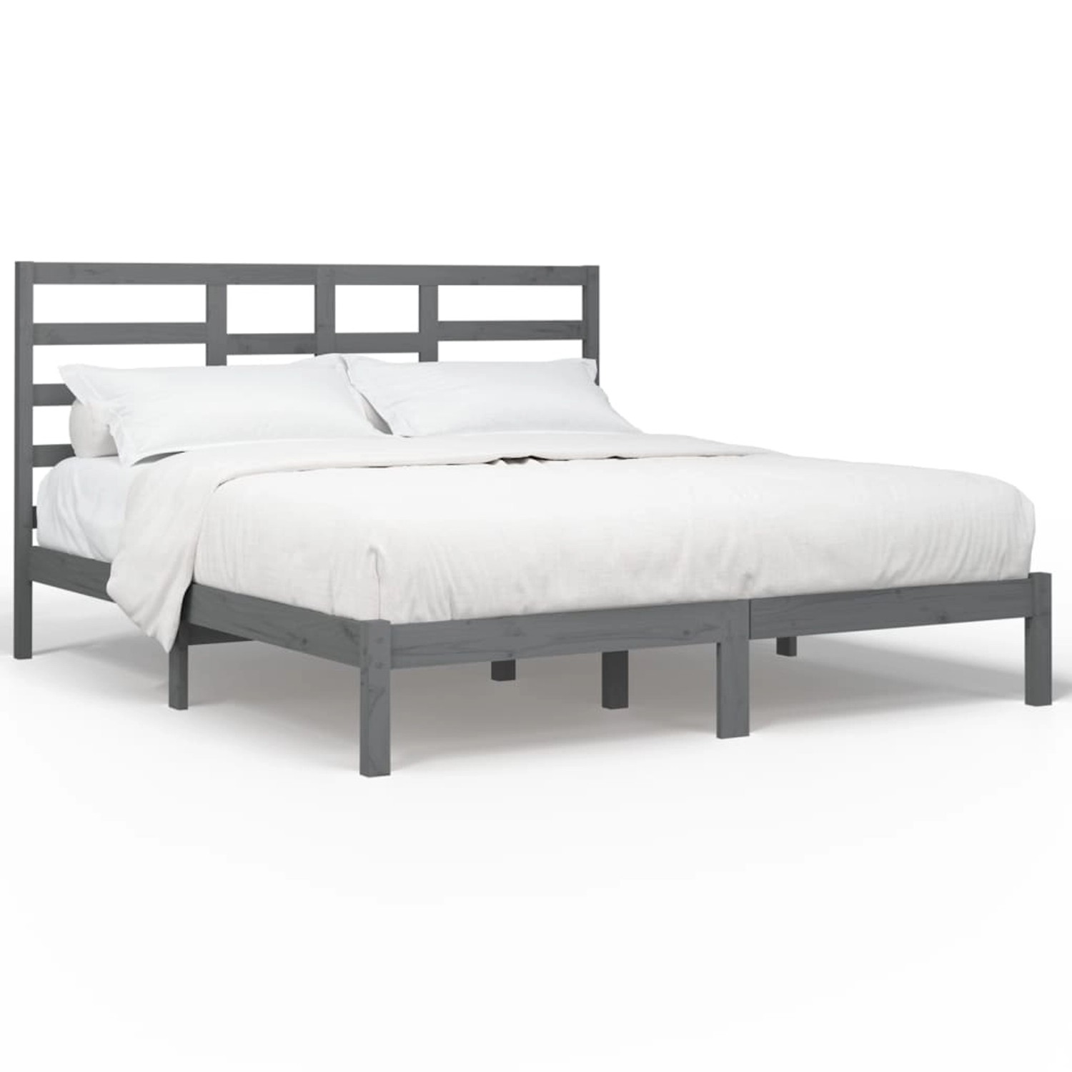 vidaXL Massivholzbett Grau 200x200 cm1084415 günstig online kaufen