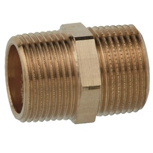 Kirchhoff Doppelnippel 26,4 mm (3/4 AG) aus Rotguss für Gewindefittings.