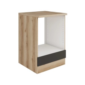 Optifit Herdumbau Noah420, 60x88x60 cm, Wildeiche/Anthrazit. Unterschrank für Backofen und Kochfeld.