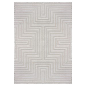 Ayyildiz Kurzflorteppich Sahara silber, 120x170 cm, mit geometrischem Muster.