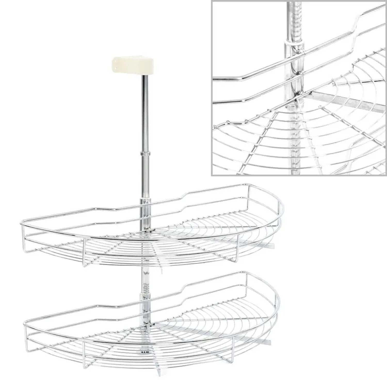 vidaXL 2 Stufiger Küchen-Drahtkorb Silbern 180 Grad 75x38x80 cm 50972