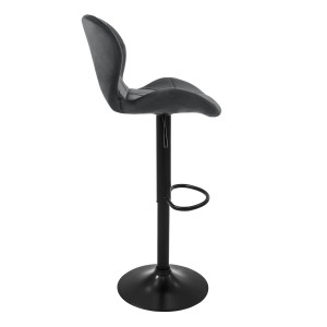 Grauer ML-Design Barhocker aus Samt mit Fußstütze, höhenverstellbar.