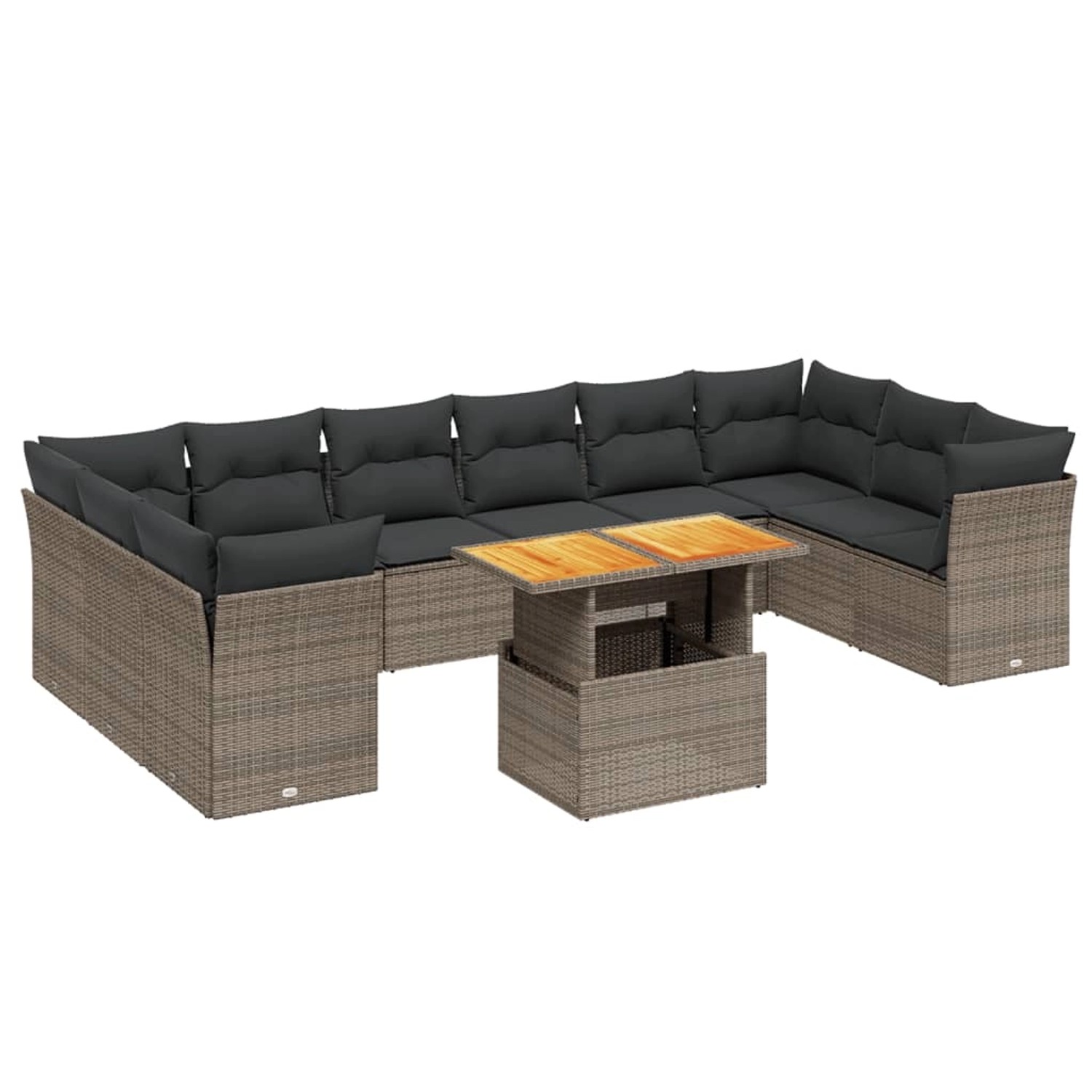 vidaXL 11-Tlg Garten-Sofagarnitur mit Kissen Grau Poly Rattan 3271025 günstig online kaufen