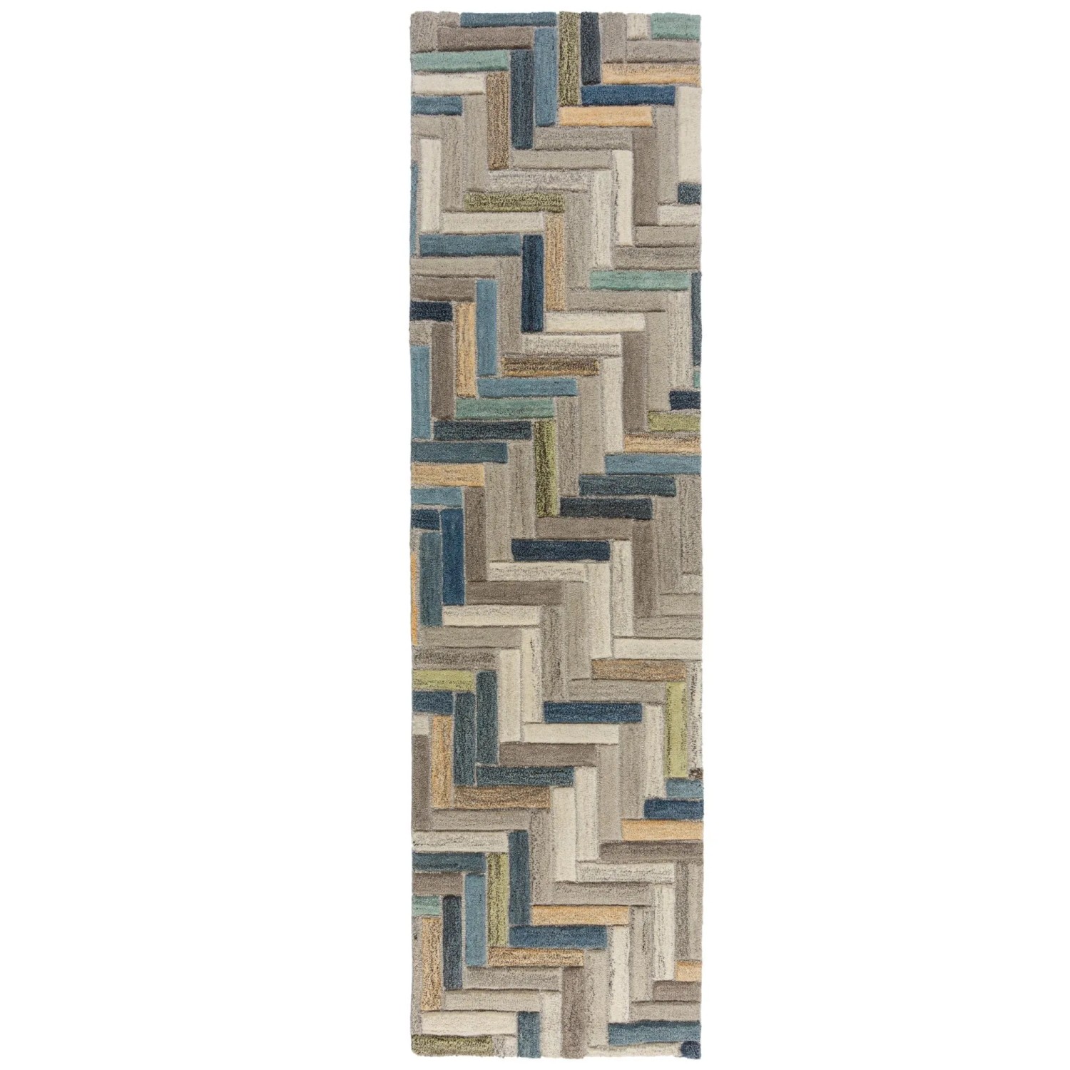 Flair Rugs Wollteppich Russo 60 cm x 230 cm Blau-Grau