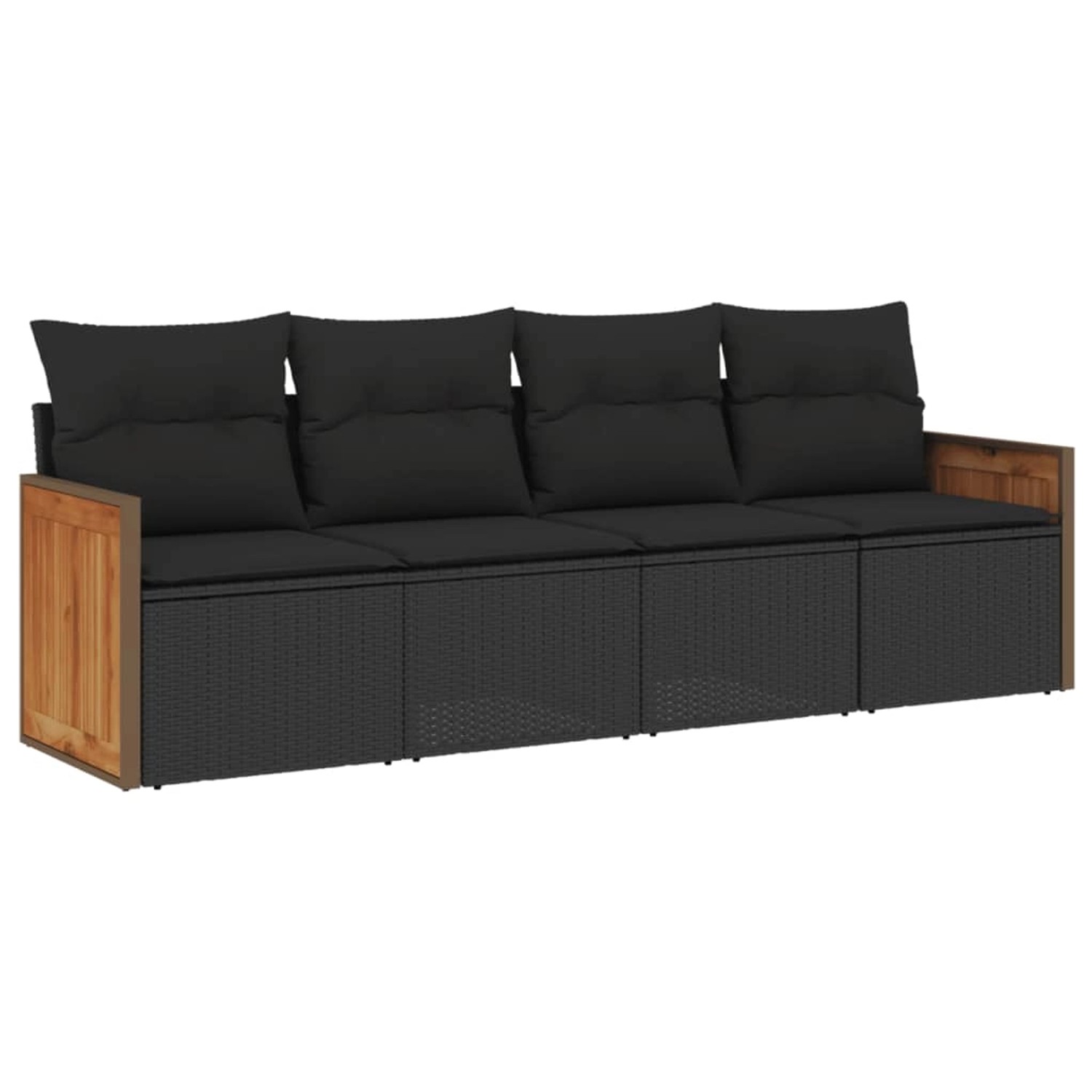 vidaXL 4-Tlg Garten-Sofagarnitur mit Kissen Schwarz Poly Rattan 3227448 günstig online kaufen