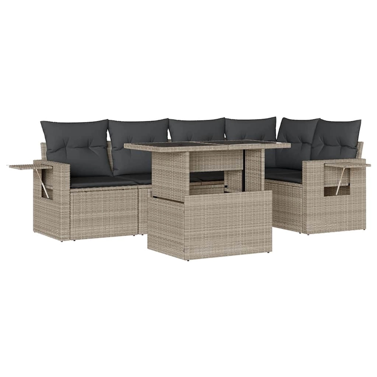 vidaXL 6-Tlg Garten-Sofagarnitur mit Kissen Hellgrau Poly Rattan 3267892 günstig online kaufen