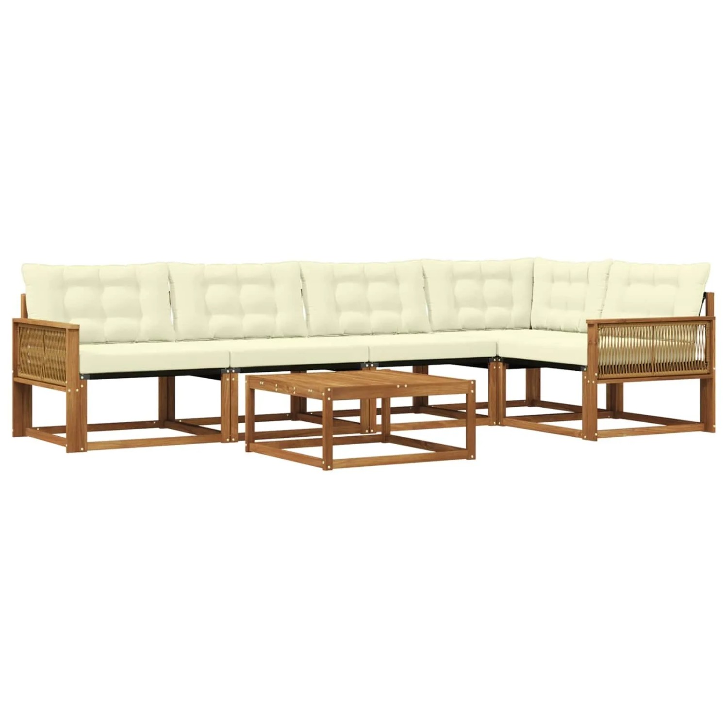 vidaXL Outdoor-Sofagarnitur mit Kissen 6 Stk Natur und Creme 3381442