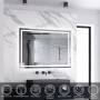 Rechteckiger Badspiegel 70x50 cm mit LED-Beleuchtung, Drehknopf und Dimmfunktion.