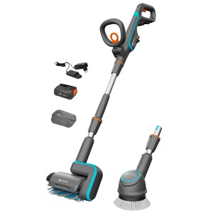 Gardena Akku-Multi-Reiniger AquaBrush Patio Set mit Akku und Ladegerät.