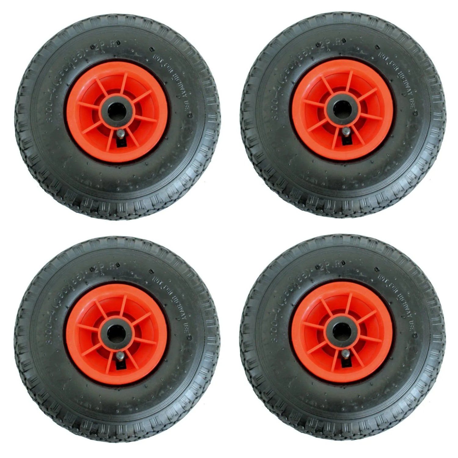 TRUTZHOLM 4x Sackkarrenrad Luftrad 260x85 3.00-4 Achlänge 75 mm 4PR Rot