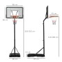 HOMCOM Basketballständer, höhenverstellbar, Stahl/Kunststoff, mit schwarzem Sockel.
