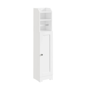 SoBuy Schmaler Badezimmerschrank mit Regal  Praktischer Toilettenschrank mit Stauraum 20x95x18cm Weiß FRG177-II-W