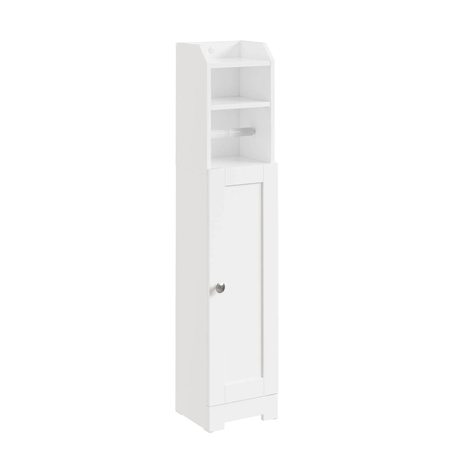 SoBuy Schmaler Badezimmerschrank mit Regal  Praktischer Toilettenschrank mit Stauraum 20x95x18cm Weiß FRG177-II-W