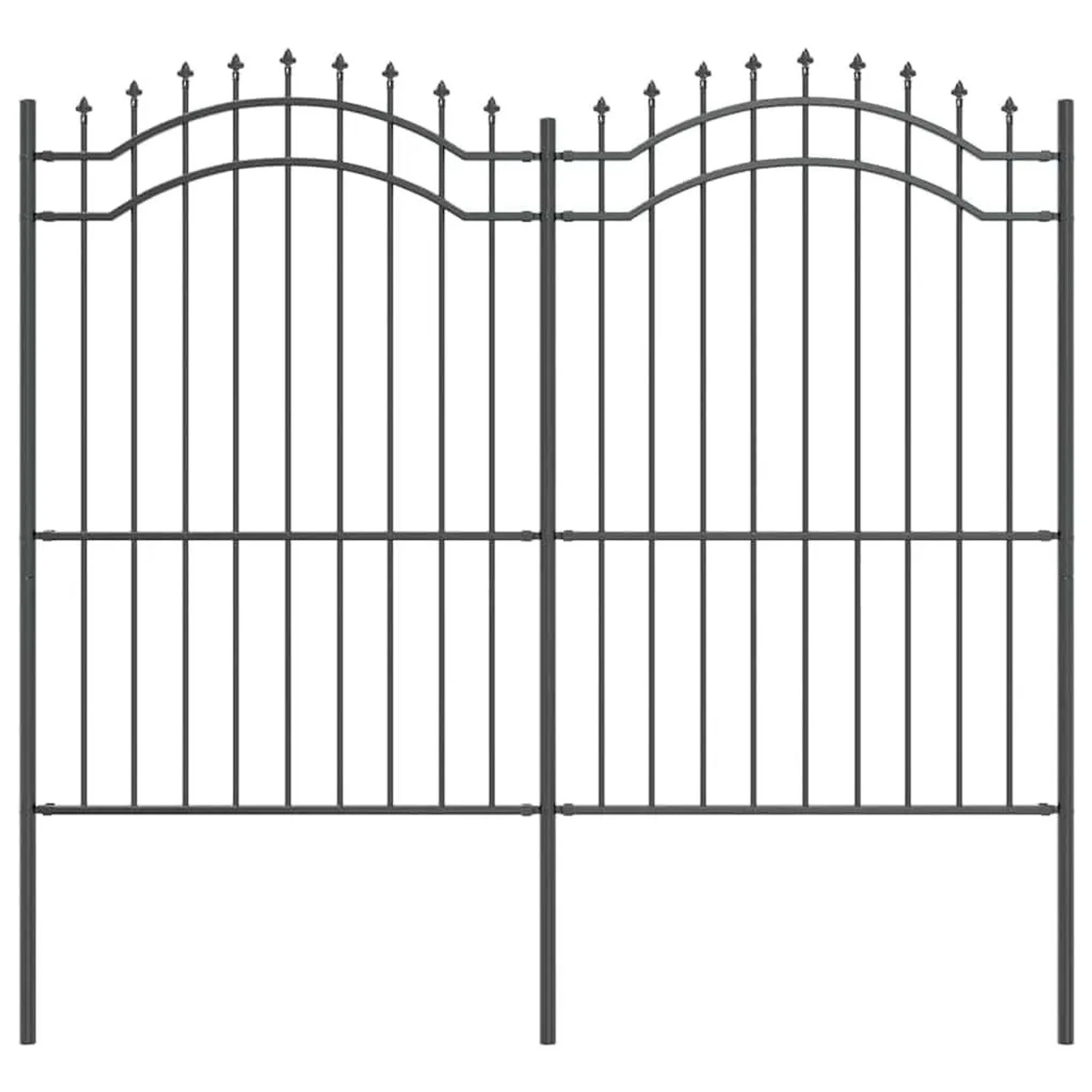 vidaXL Gartenzaun Grau 215 cm Pulverbeschichteter Stahl 42003962 günstig online kaufen