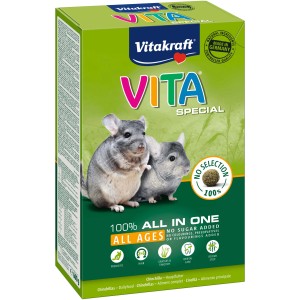 Vitakraft Vita Special All Ages Chinchillafutter, Alleinfutter für Chinchillas mit Kräutern und Omega-Fettsäuren.