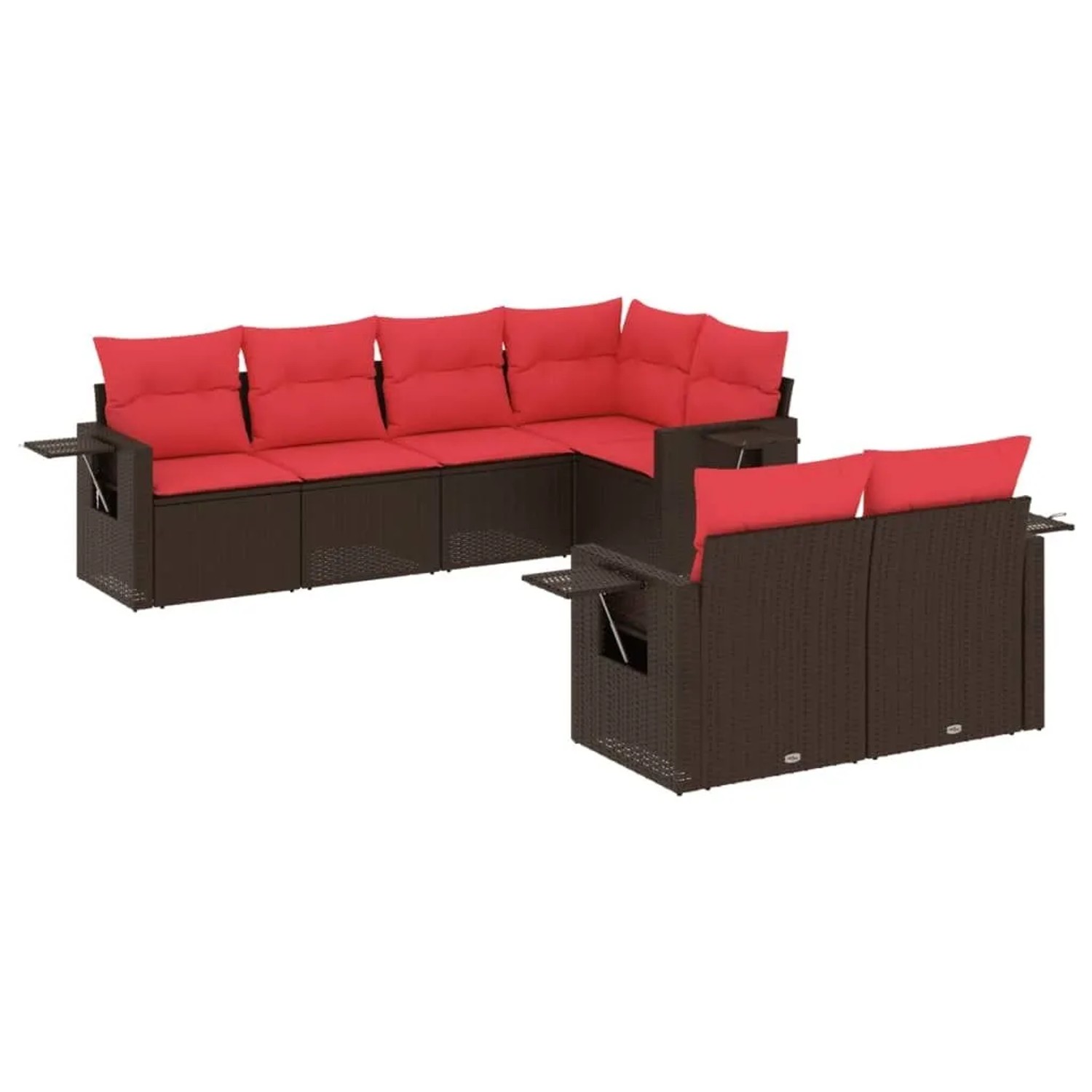 vidaXL 7-Tlg Gartensofa-Set mit Kissen Braun Polyrattan 3220413 günstig online kaufen