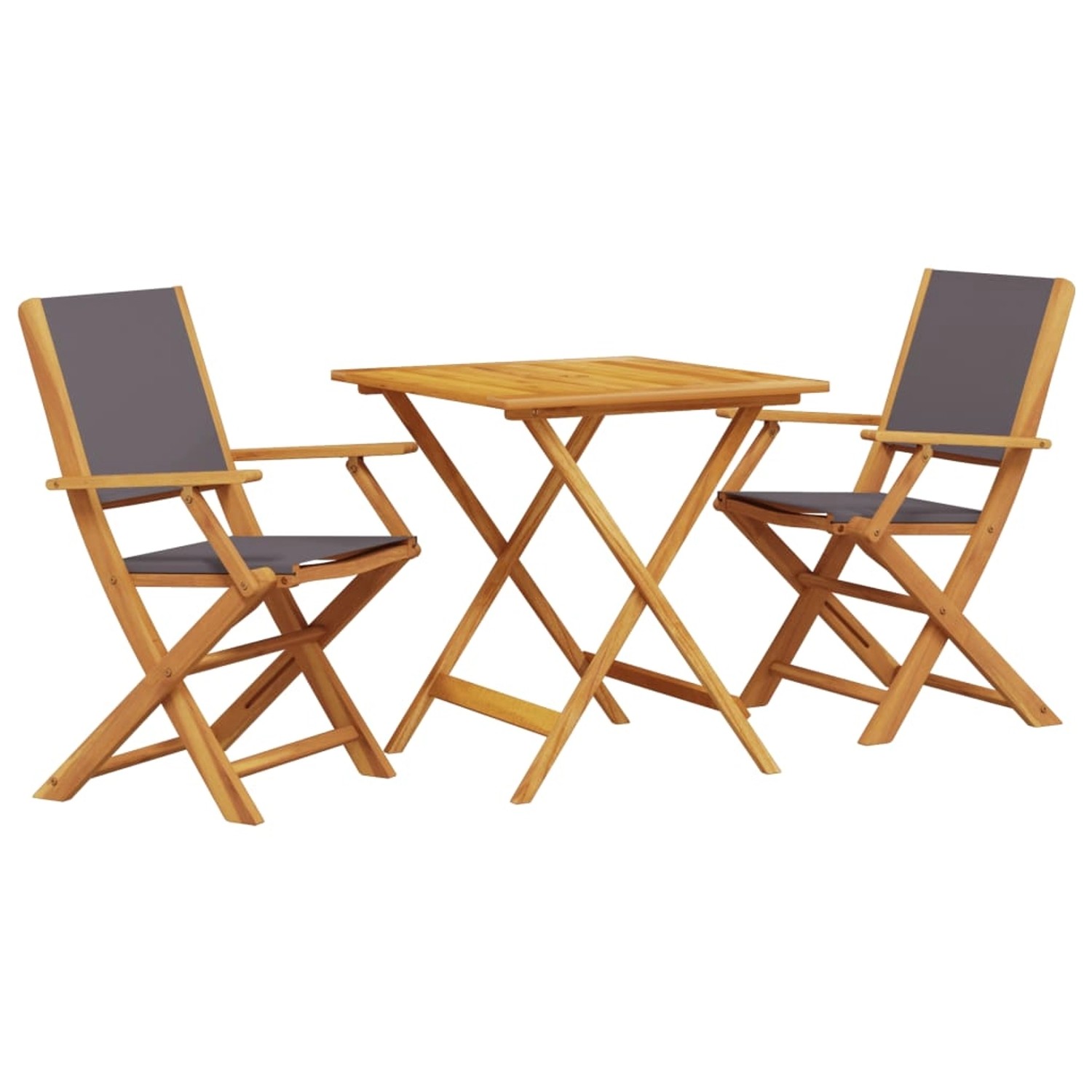 vidaXL 3-Tlg Bistro-Set Anthrazit Stoff und Massivholz 3281881