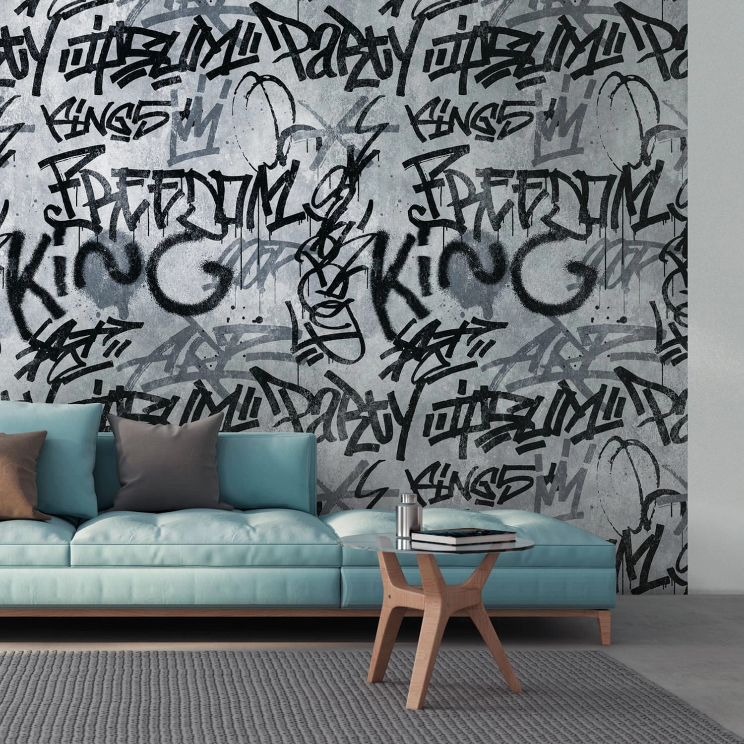 PROFHOME 382511-GU Fototapete Graffiti Matt Grau Schwarz 1,59 m x 2,8 m 0,5 günstig online kaufen