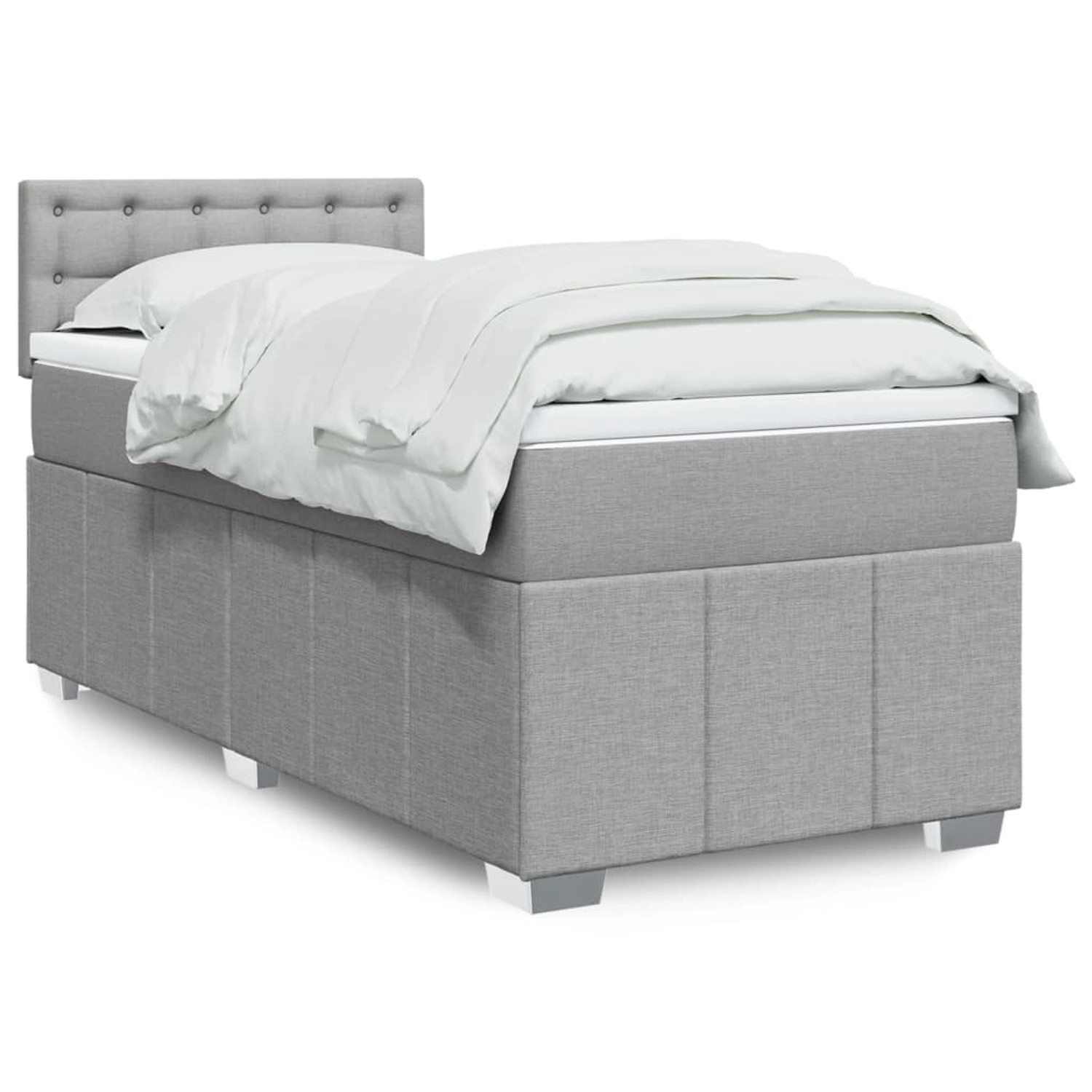 vidaXL Boxspringbett mit Matratze Hellgrau 100x200 cm Stoff 3289293 günstig online kaufen
