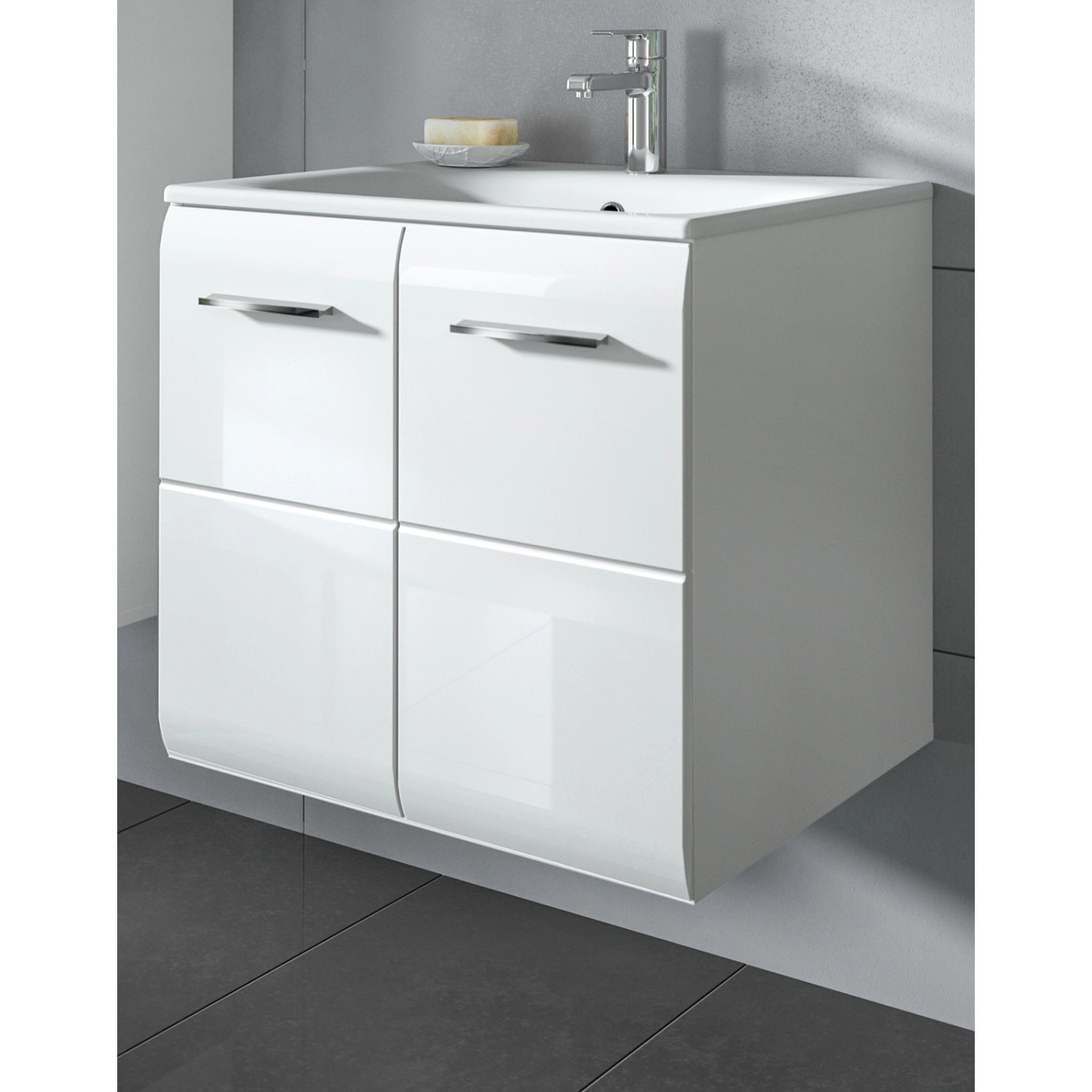 Inn.Furn Waschtisch mit Waschbecken in Weiß Hochglanz Hängend 60 cm Cover günstig online kaufen