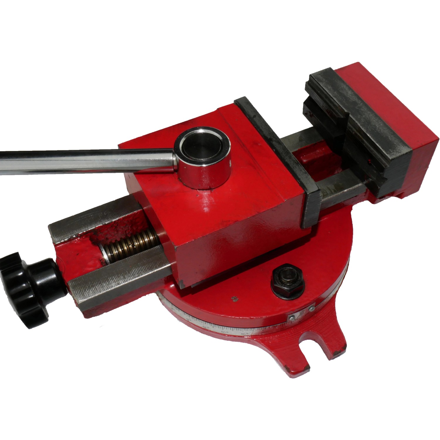 Rotwerk Maschinenschraubstock MSS80SD, 8 cm, drehbar, rot. Ideal zum Spannen von Werkstücken.