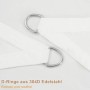 Detailaufnahme: Creme-farbenes WOLTU Sonnensegel mit D-Ringen aus Edelstahl.