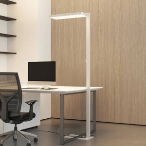 Dimmbare, weiße LED-Stehlampe Timon aus Aluminium, 195 cm hoch, für Arbeitszimmer.
